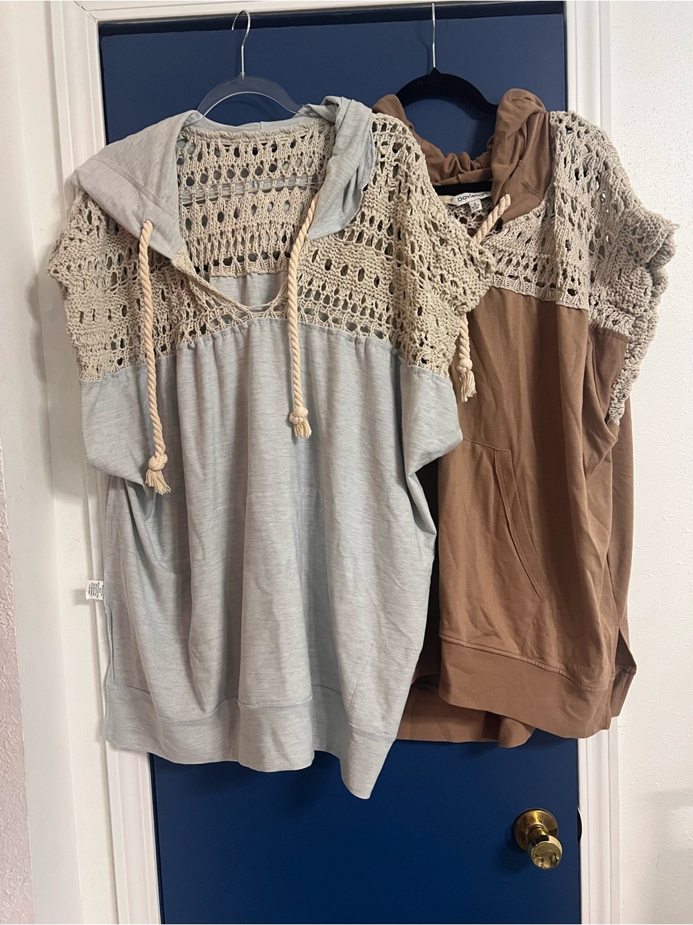 Small BUNDLE Davi & Dani Crochet Yoke Hooded Pullover - Oversized